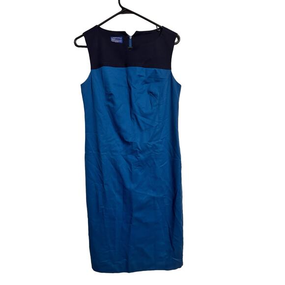 Pendleton Woolen Mills Shift Dress Teal Navy Blue Size 4 Sleeveless - Picture 1 of 7